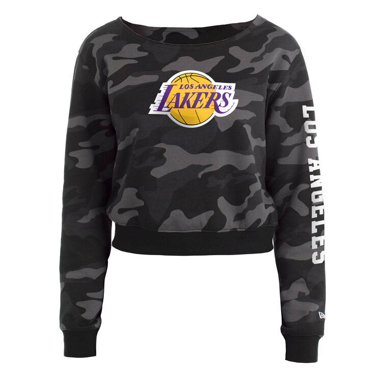 New Era LA Lakers W NE Black Camo L/S Crop