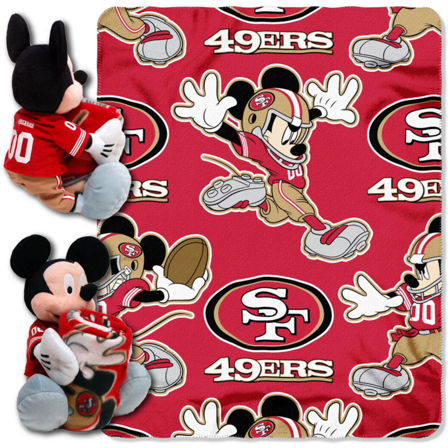 49ers Bedding Set Mickey LV Pattern San Francisco 49ers Gift