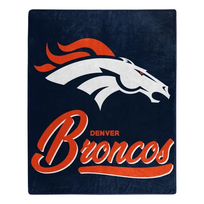 Northwest Broncos Signature Plush Raschel Throw Blanket 50x60