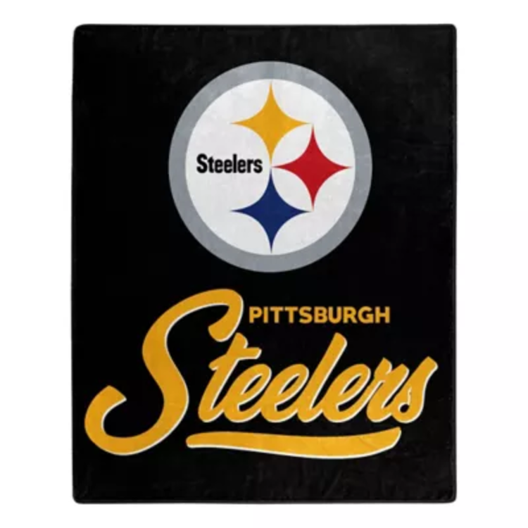 Northwest Steelers Signature Plush Raschel Throw Blanket 50x60