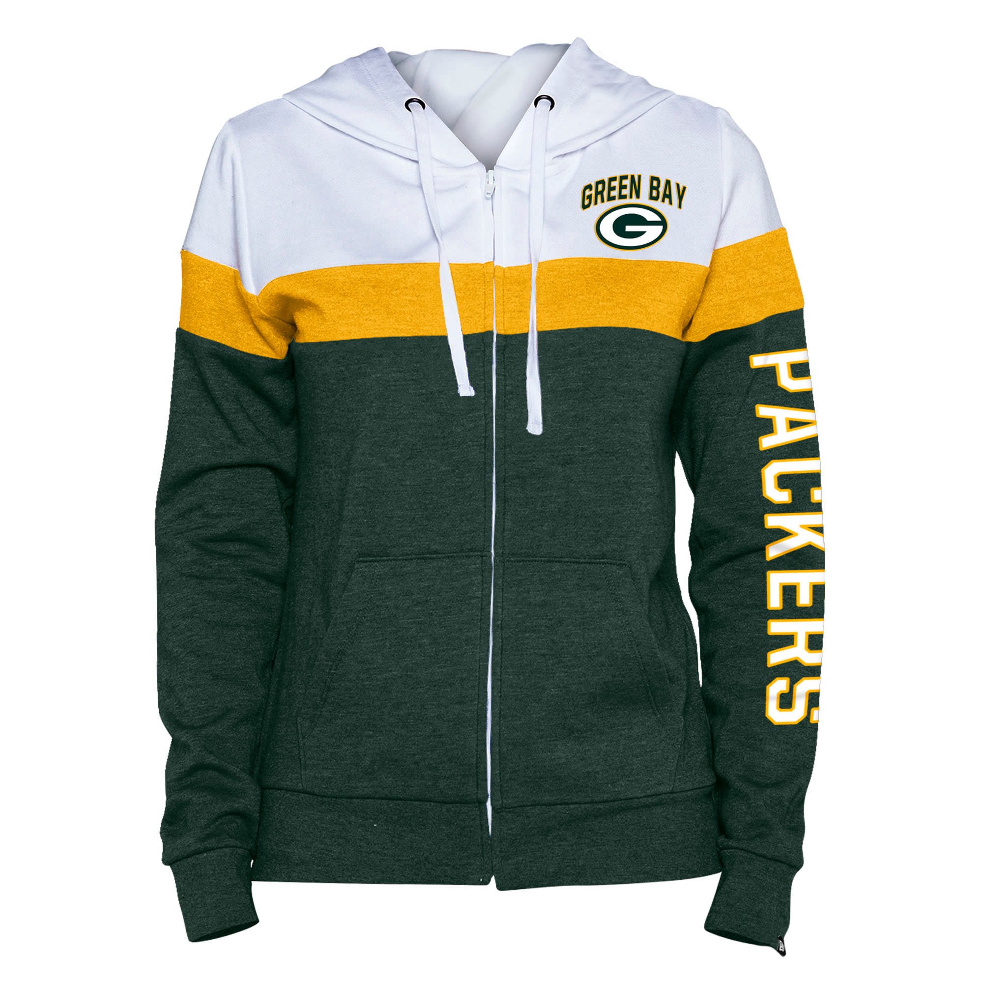 Green Bay Packers W NE F/Z Color Block Hoodie