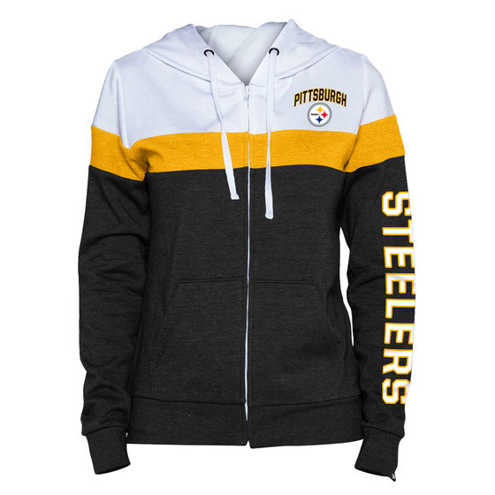 Men's Antigua Black Pittsburgh Steelers Victory Full-Zip Hoodie 