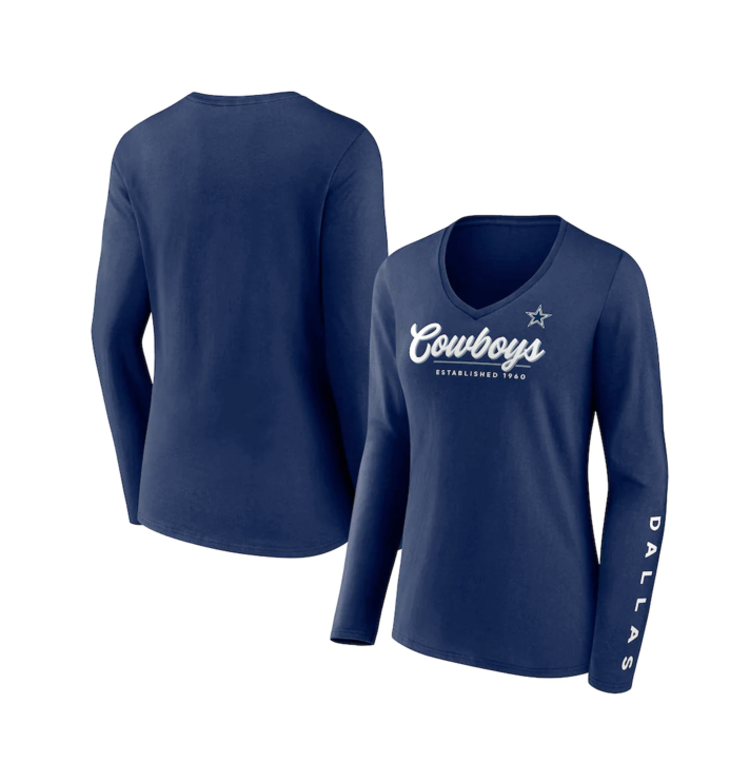 Fanatics Cowboys W's Drive Forward Navy L/S V-Neck
