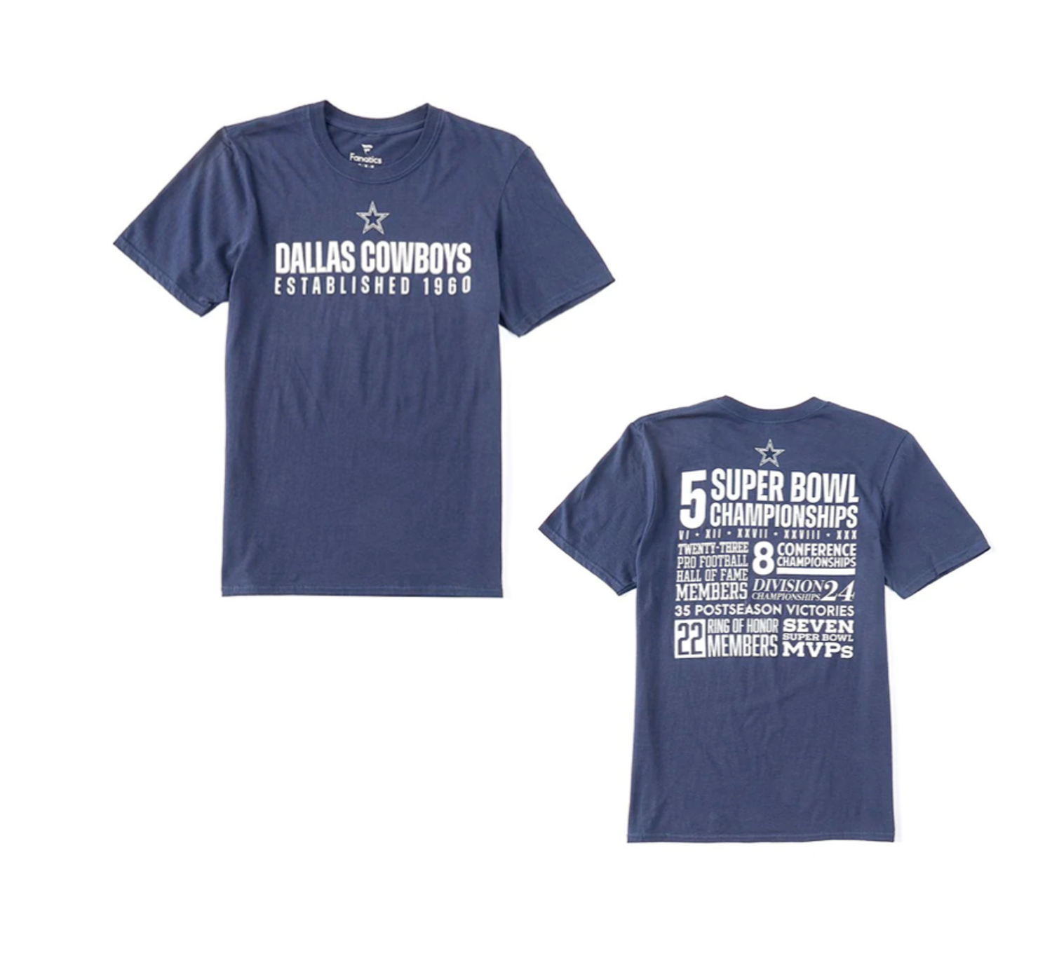 Fanatics Cowboys M Stats Navy S/S Tee