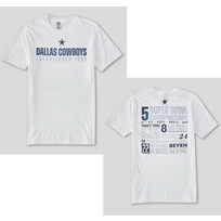 Fanatics Cowboys M Stats White S/S Tee