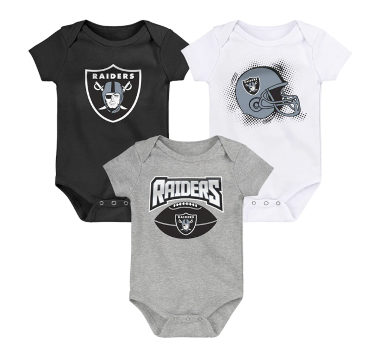 NFL Raiders Newborn Game On 3-Piece Creeper Set