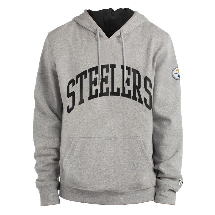 New Era Steelers M NE Gray Block Arch Hoodie