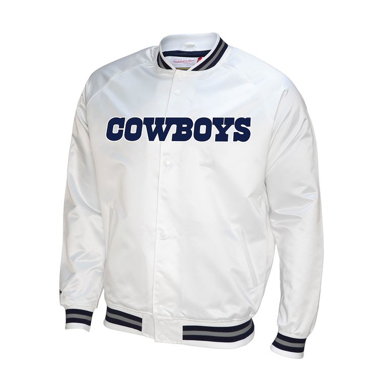 Mitchell and Ness Cowboys M&N Lightweight Satin Jacket White