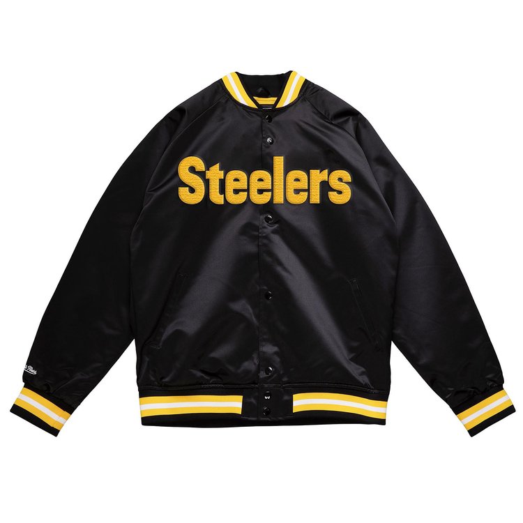 Mitchell and Ness Steelers M&N Men's Double Clutch Lightweight Satin Jacket Black