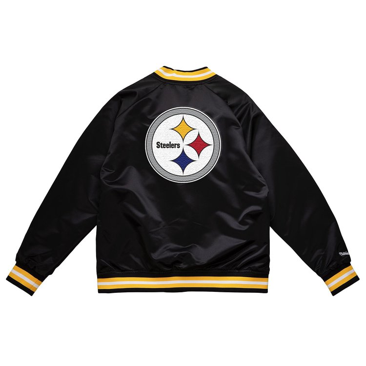 Mitchell and Ness Steelers M&N Men's Double Clutch Lightweight Satin Jacket Black