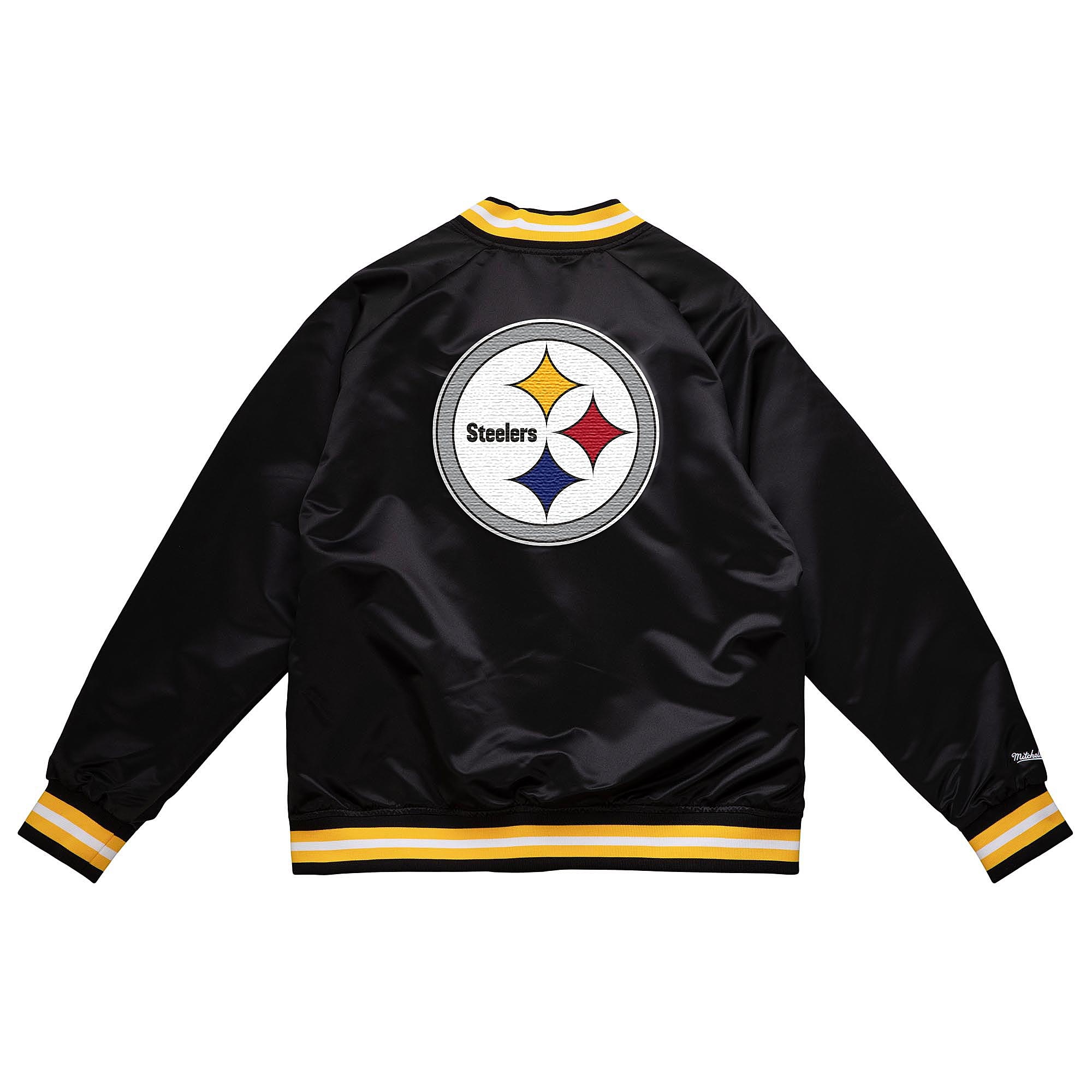 Mitchell And Ness Pittsburgh Steelers Black Satin Light Weight Jacket