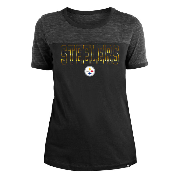 New Era Steelers W NE Black Space Dye S/S Crew Tee