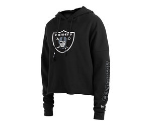 Las Vegas Raiders Women's Hooded Crop Sweatshirt - Black/White/Grey –  Refried Apparel