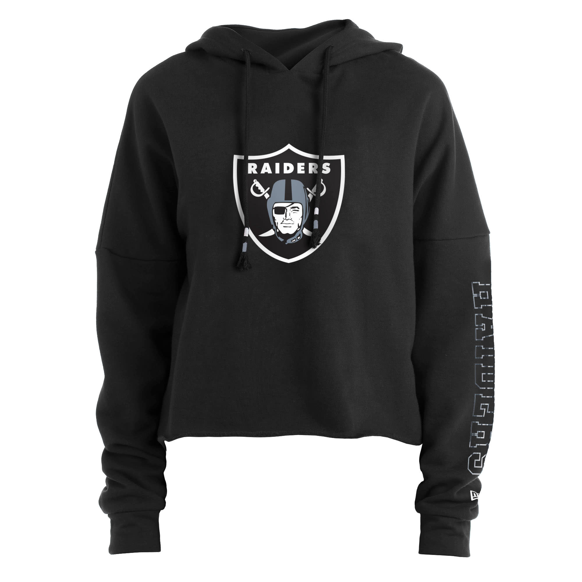 Las Vegas Raiders Women's Hooded Crop Sweatshirt - Black/White/Grey –  Refried Apparel