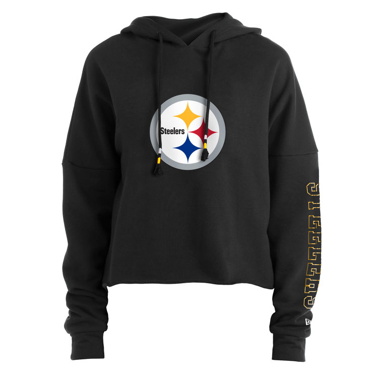 New Era Steelers W NE Black Crop Hoodie