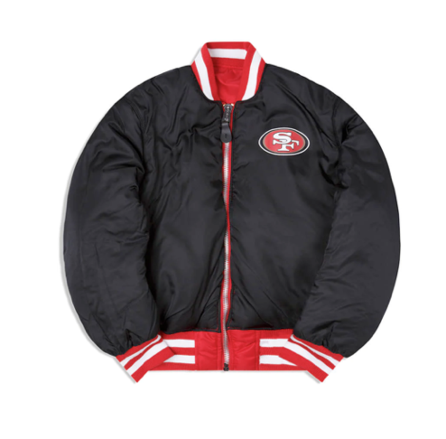 49ers NE M Red Nylon Varsity Snap Button Jacket - The Locker Room of Downey