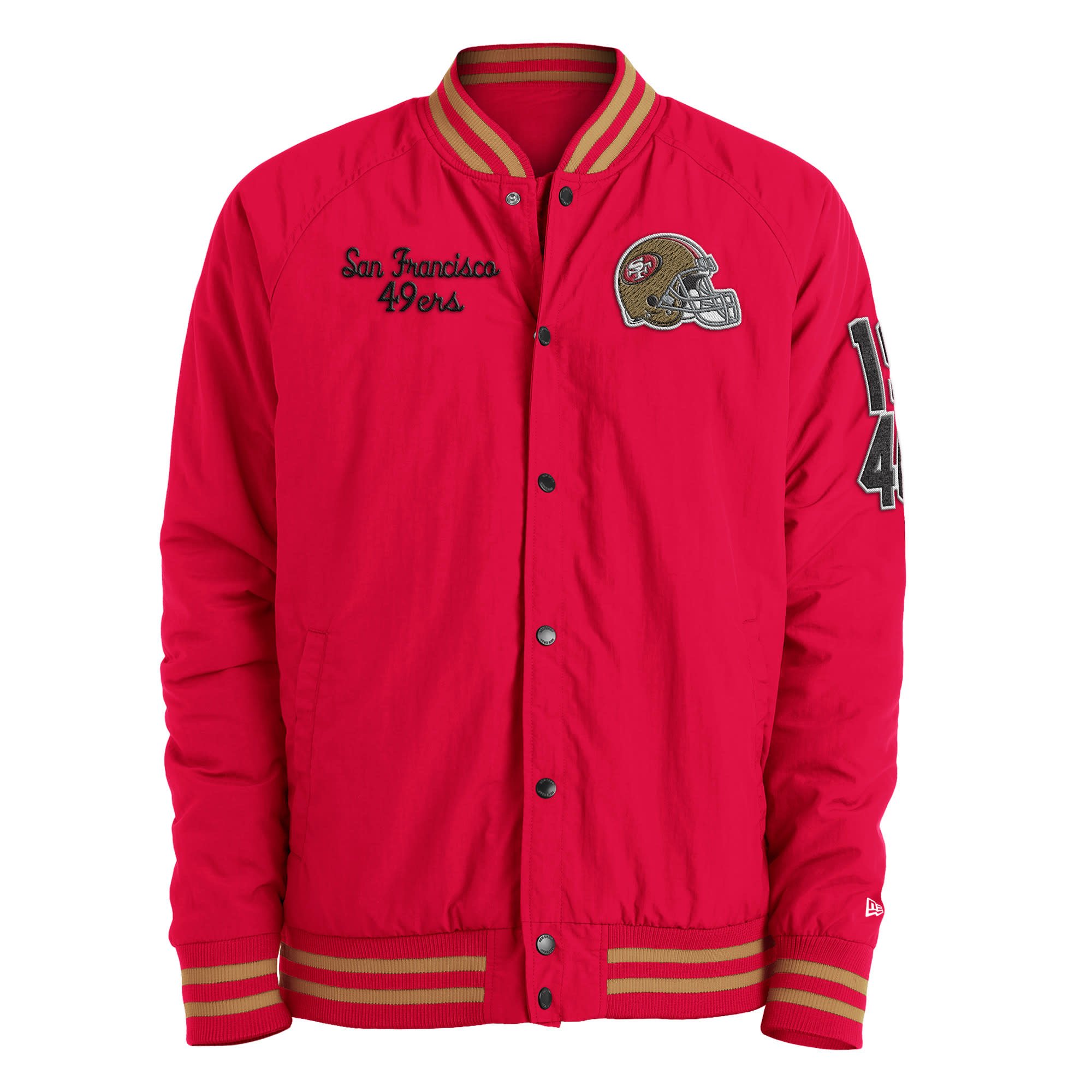 49ers NE M Red Nylon Varsity Snap Button Jacket - The Locker Room