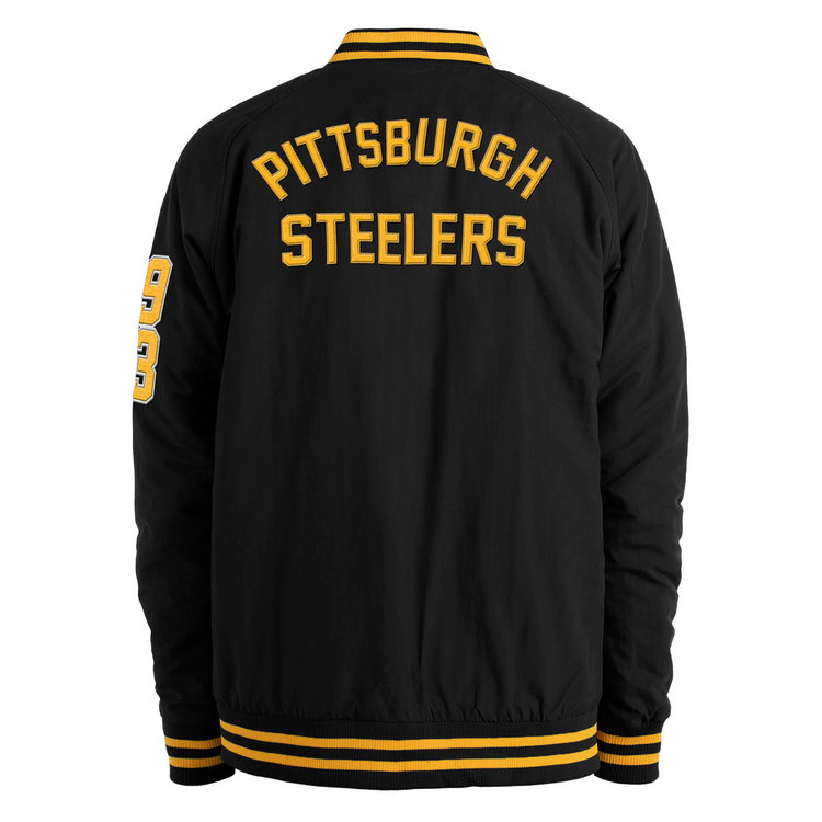 New Era Steelers NE M Black Nylon Varsity Snap Button Jacket