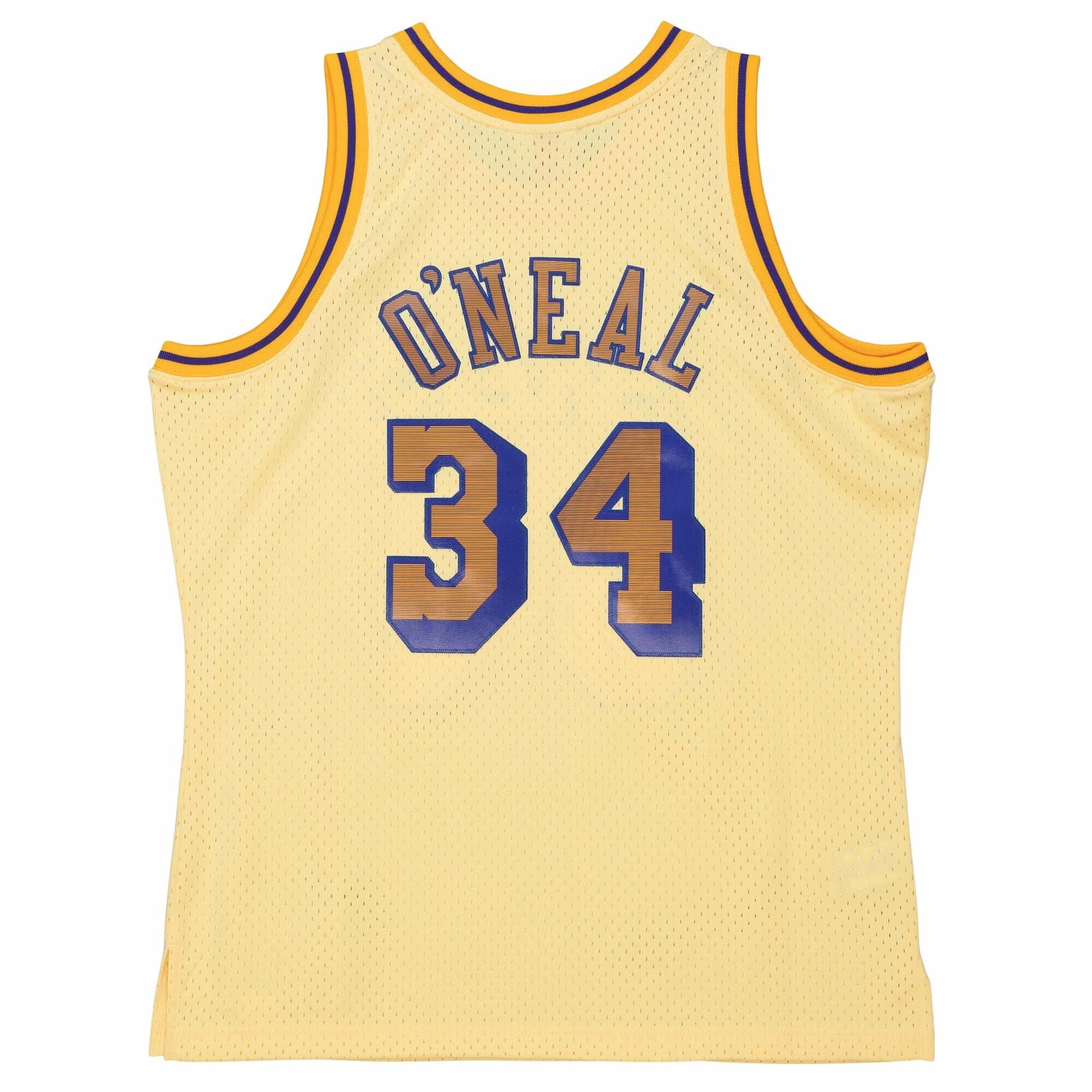 LA Lakers Men's Mitchell & Ness 1996-97 Shaquille O'Neal #34 Space Knit  Swingman Jersey Gold - The Locker Room of Downey