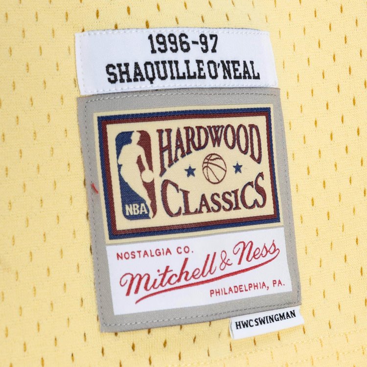 Mitchell and Ness LA Lakers Men's Mitchell & Ness 1996-97 Shaquille O'Neal #34 Space Knit Swingman Jersey Gold