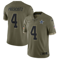 Nike NFL Dallas Cowboys M 2022 Salute To Service Prescott #4 Jersey