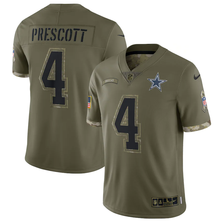 Nike NFL Dallas Cowboys M 2022 Salute To Service Prescott #4 Jersey