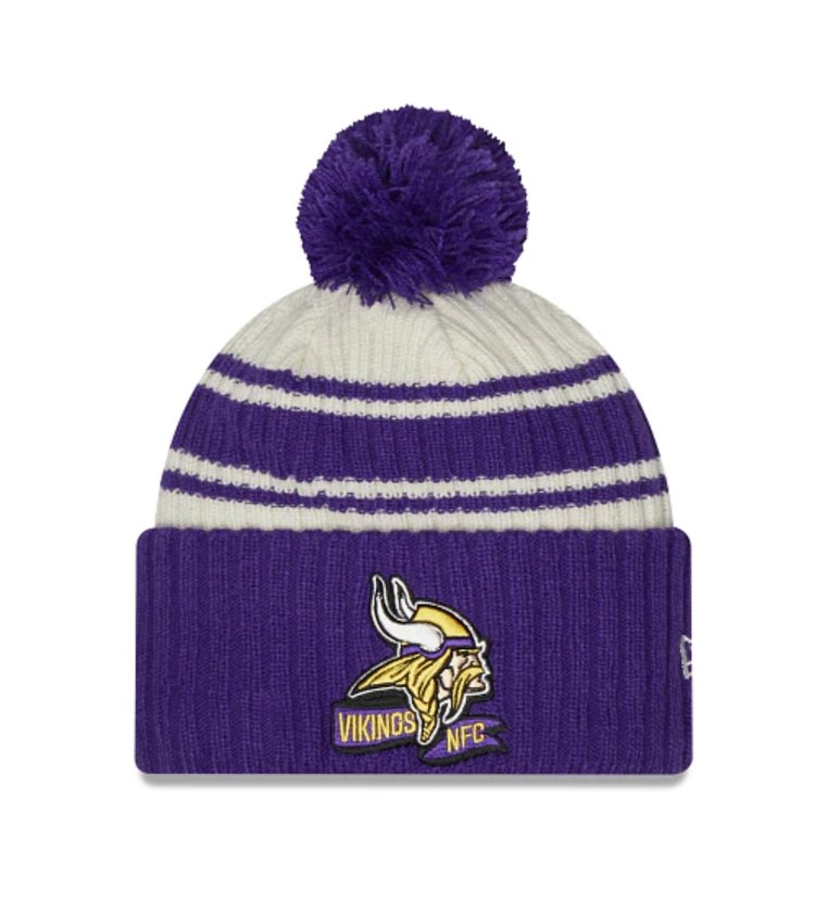 New Era 2022 On Field Sport Knit Team Purple Ivory - Vikings