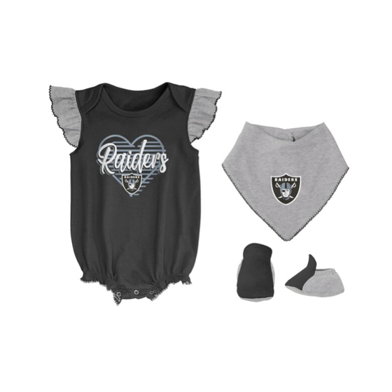 : Outerstuff Girls Newborn & Infant Black/Heathered Gray  Carolina Panthers All The Love Bodysuit Bib & Booties Set : Sports &  Outdoors
