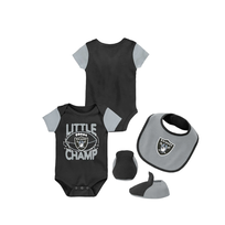 NFL Raiders Newborn Little Champ Creeper Bib & Bootie Set
