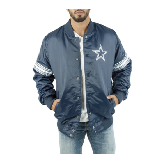 Dallas Cowboys Starter Locker Room Satin Varsity Full-Snap Jacket – Black 3XS