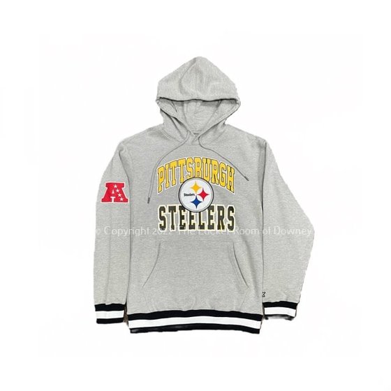 Steelers M NE Gray Block Arch Hoodie - The Locker Room of Downey