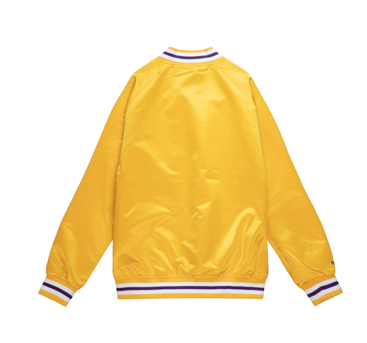 Mitchell and Ness LA Lakers M&N Lightweight Satin Jacket Yellow Gold