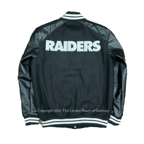 LV Raiders M&N Special Script Heavyweight Satin Jacket Black White - The  Locker Room of Downey