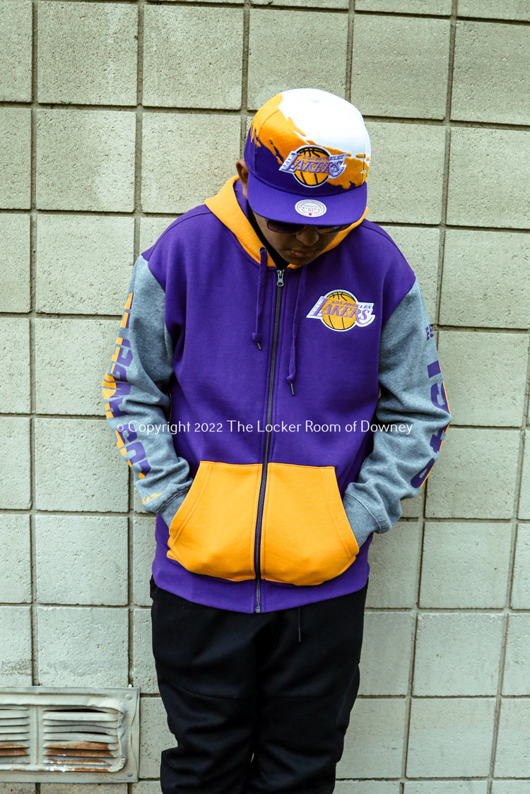 Mitchell and Ness LA Lakers Mitchell & Ness Color Blocked Full-Zip Fleece Hoodie
