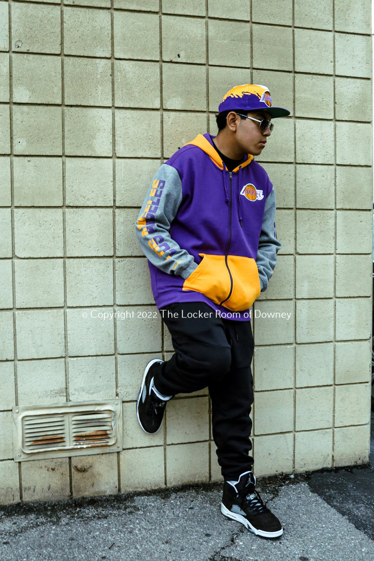 Mitchell and Ness LA Lakers Mitchell & Ness Color Blocked Full-Zip Fleece Hoodie