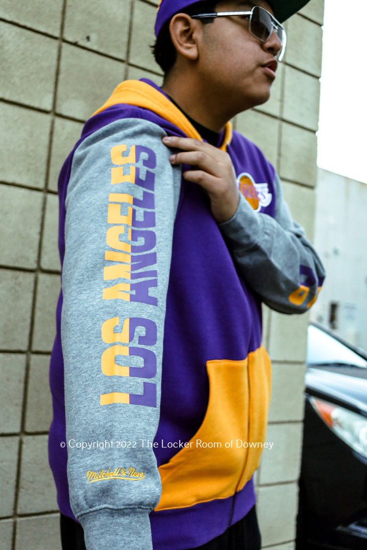 Mitchell and Ness LA Lakers Mitchell & Ness Color Blocked Full-Zip Fleece Hoodie