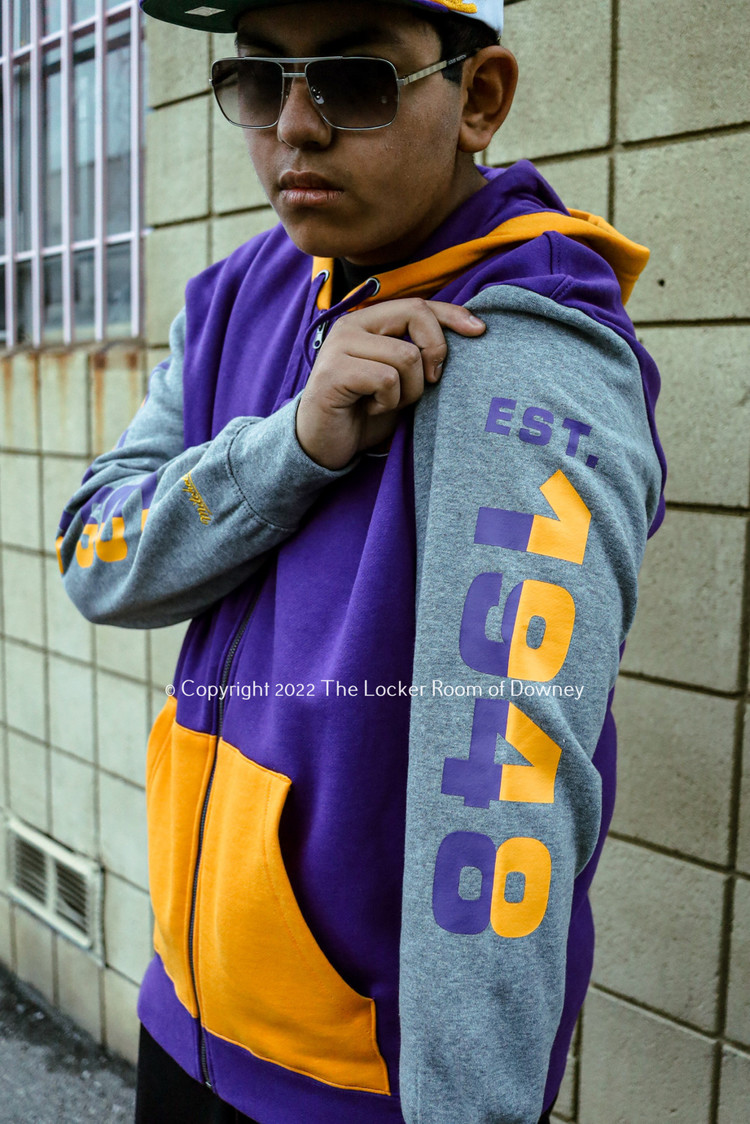 Mitchell and Ness LA Lakers Mitchell & Ness Color Blocked Full-Zip Fleece Hoodie
