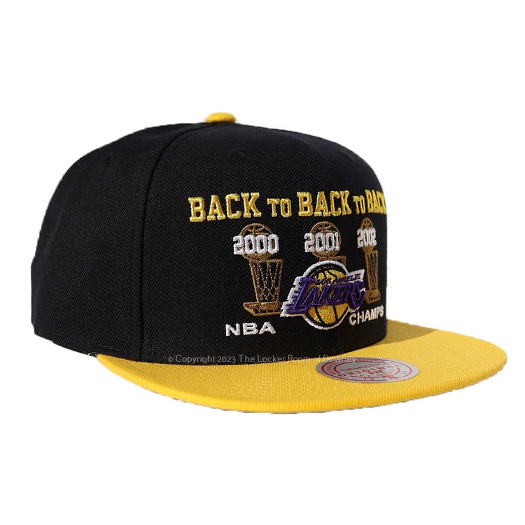 Mitchell and Ness NBA Los Angeles Lakers M&N Back to Back to Back 2000-2002 Snapback Black