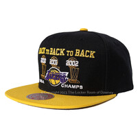 Mitchell and Ness NBA Los Angeles Lakers M&N Back to Back to Back 2000-2002 Snapback Black