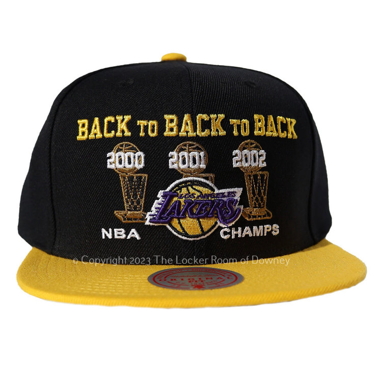 Mitchell and Ness NBA Los Angeles Lakers M&N Back to Back to Back 2000-2002 Snapback Black