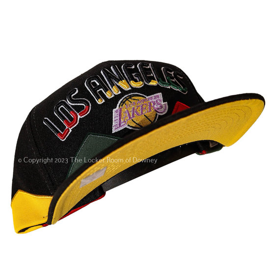 NBA LAs Lakers M&N Yellow Purple Sharktooth Snapback - The Locker