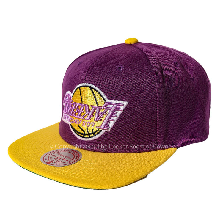 Mitchell and Ness LA Lakers Purple/Gold Upside Down M&N Snapback