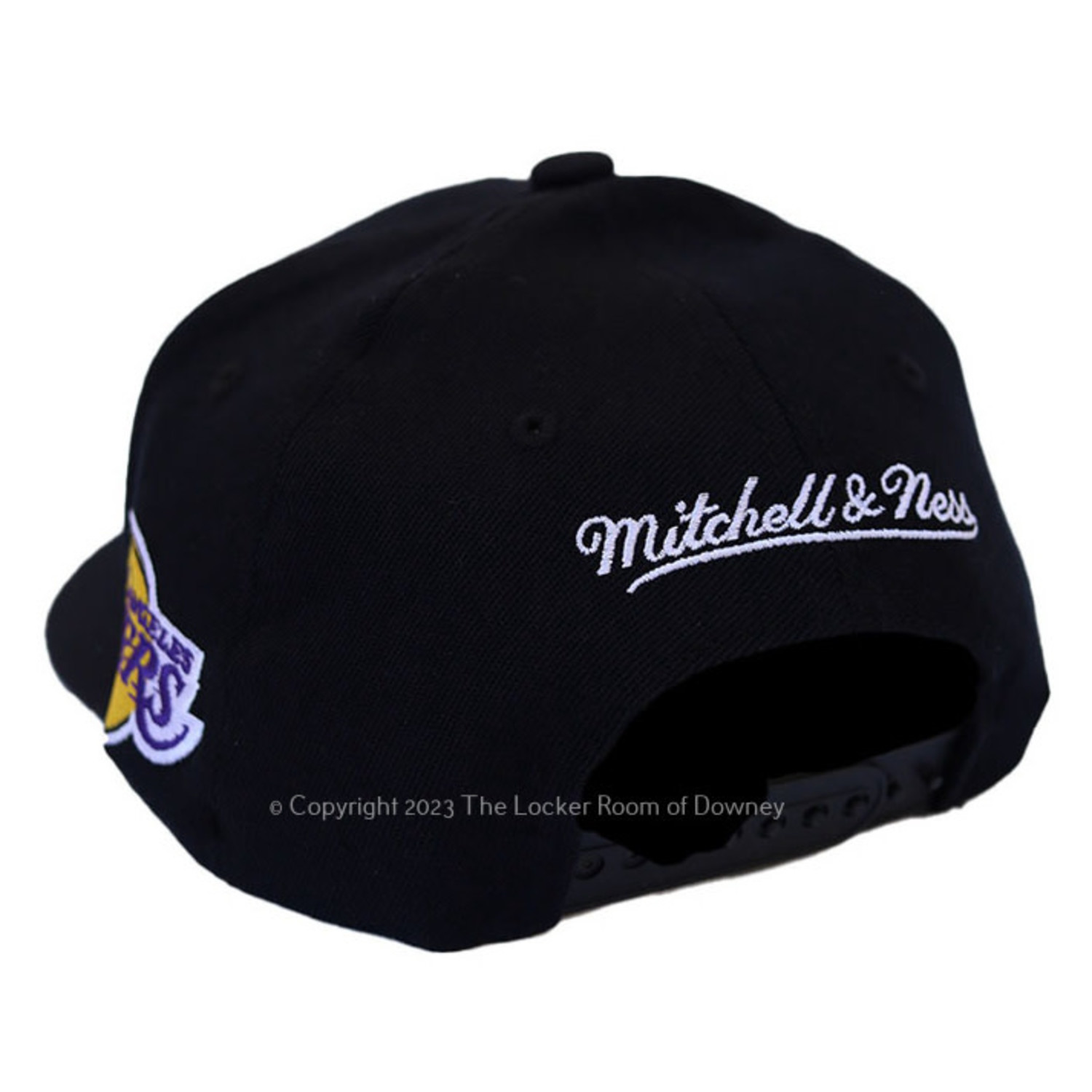 Men's Mitchell & Ness Black/Powder Blue Los Angeles Lakers Team Script 2.0 Fitted Hat