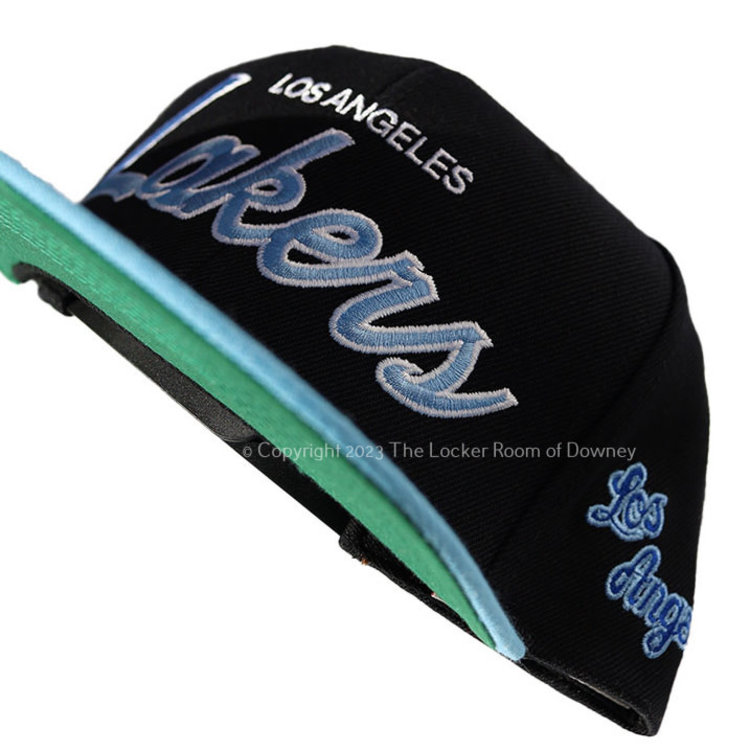 Mitchell and Ness LA Lakers M&N Team Script 2.0 Snapback Black/Light Blue