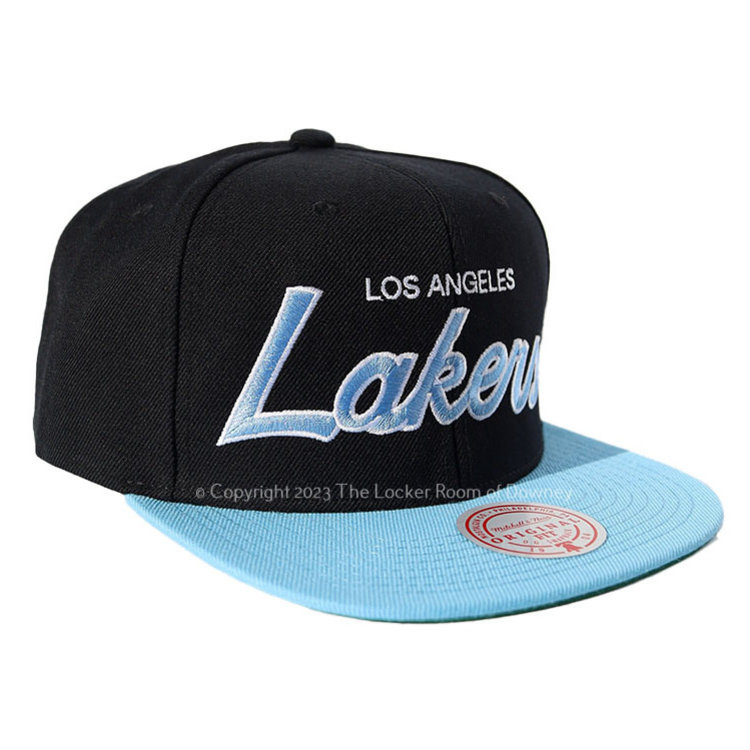 Mitchell and Ness LA Lakers M&N Team Script 2.0 Snapback Black/Light Blue
