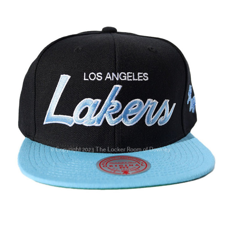 Mitchell and Ness LA Lakers M&N Team Script 2.0 Snapback Black/Light Blue
