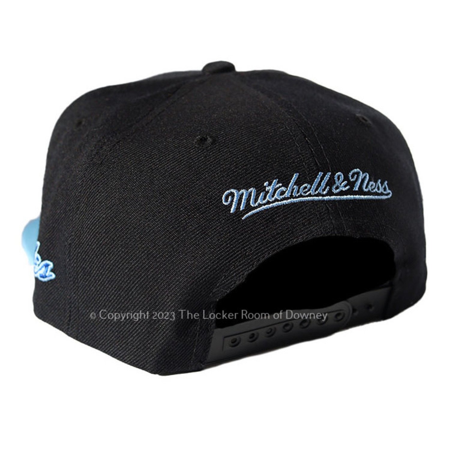 Mitchell Ness Los Angeles LA Lakers Dodgers Black / Blue Script Snapback  Hat Cap