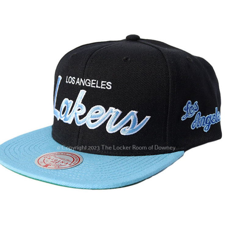 Mitchell and Ness LA Lakers M&N Team Script 2.0 Snapback Black/Light Blue