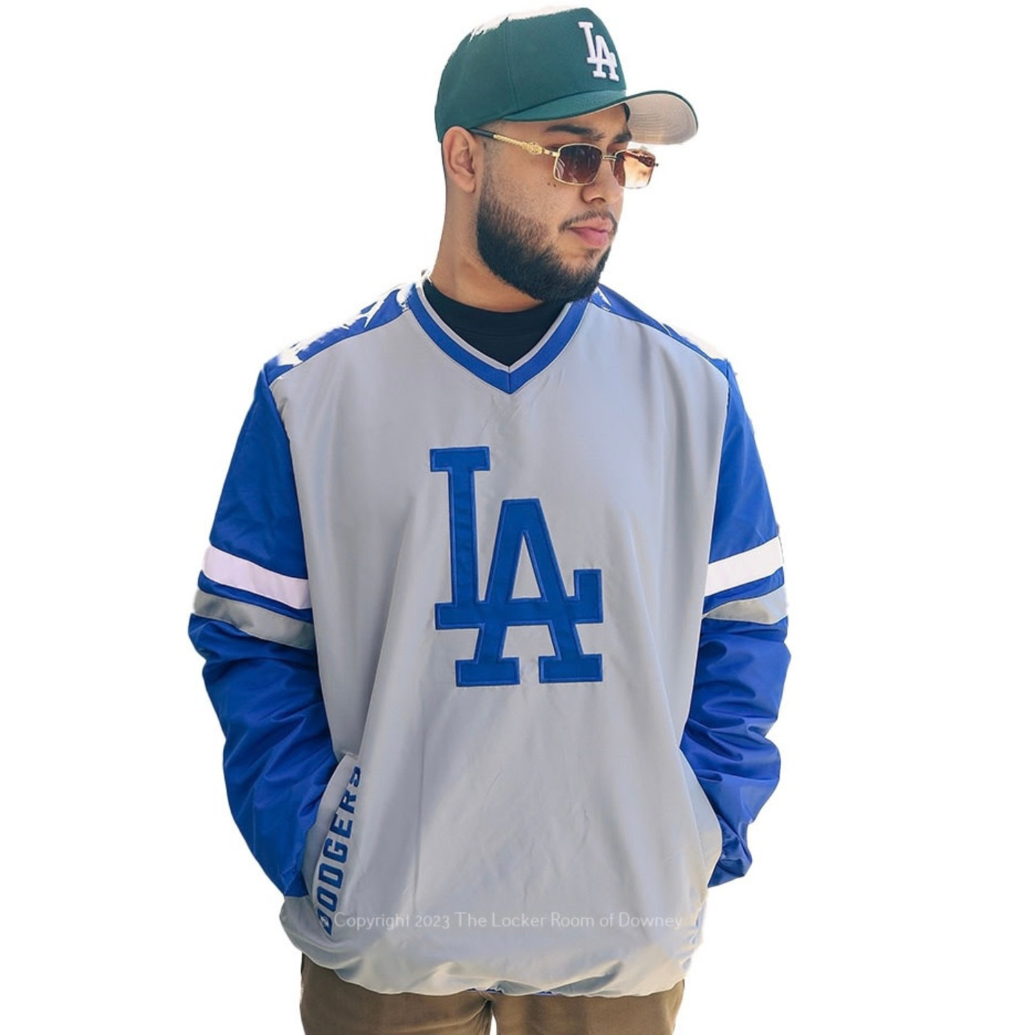 LA Dodgers M New Era Pullover V-Neck Blue
