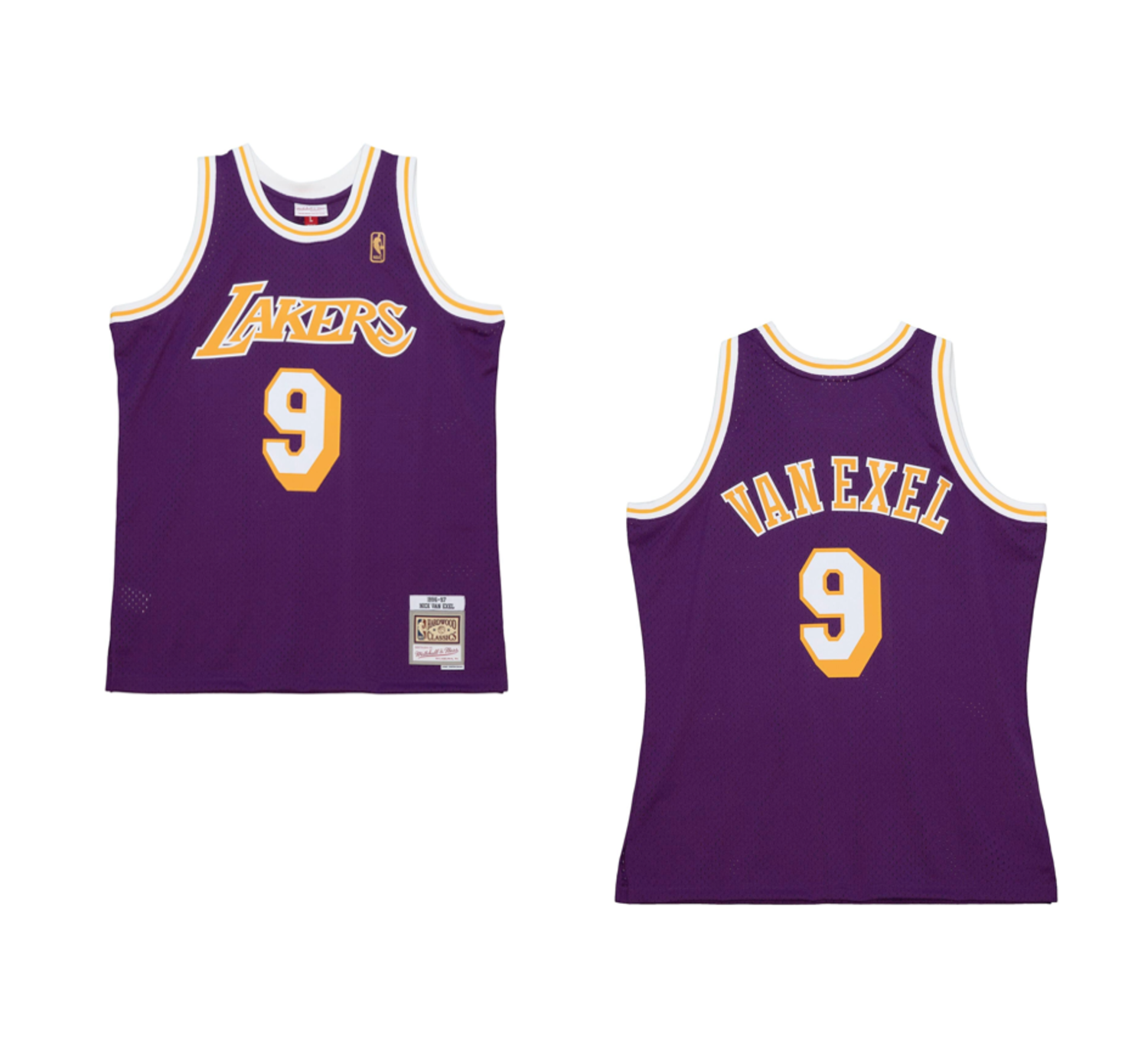 Men's Mitchell & Ness Nick Van Exel Los Angeles Lakers Purple 1996-97 Hardwood Classics Swingman Jersey